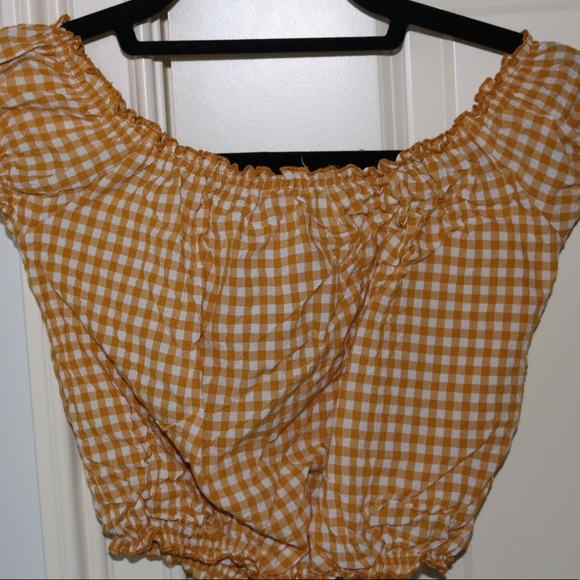 Yellow off the shoulder brandy tee - Picture 1 of 2